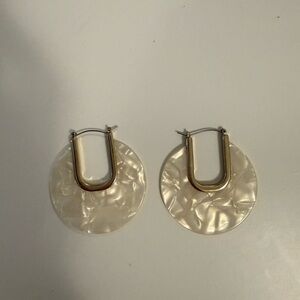 Elegant Cream Hoop Earrings